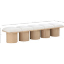  Color_Cream/ Natural Finish -- Pavilion Cream Boucle Fabric Upholstered 5 pc Modular Bench IMAGE 6