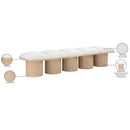  Color_Cream/ Natural Finish -- Pavilion Cream Boucle Fabric Upholstered 5 pc Modular Bench IMAGE 7