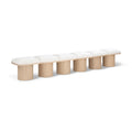  Color_Cream/ Natural Finish -- Pavilion Cream Boucle Fabric Upholstered 6 pc Modular Bench IMAGE 1