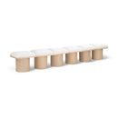  Color_Cream/ Natural Finish -- Pavilion Cream Boucle Fabric Upholstered 6 pc Modular Bench IMAGE 1