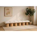  Color_Cream/ Natural Finish -- Pavilion Cream Boucle Fabric Upholstered 6 pc Modular Bench IMAGE 2