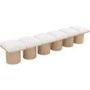  Color_Cream/ Natural Finish -- Pavilion Cream Boucle Fabric Upholstered 6 pc Modular Bench IMAGE 5