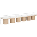  Color_Cream/ Natural Finish -- Pavilion Cream Boucle Fabric Upholstered 6 pc Modular Bench IMAGE 7