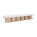  Color_Cream/ Natural Finish -- Pavilion Cream Boucle Fabric Upholstered 6 pc Modular Bench IMAGE 1