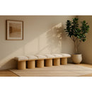  Color_Cream/ Natural Finish -- Pavilion Cream Boucle Fabric Upholstered 6 pc Modular Bench IMAGE 2
