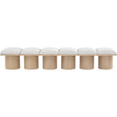  Color_Cream/ Natural Finish -- Pavilion Cream Boucle Fabric Upholstered 6 pc Modular Bench IMAGE 3