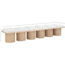  Color_Cream/ Natural Finish -- Pavilion Cream Boucle Fabric Upholstered 6 pc Modular Bench IMAGE 6