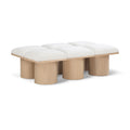 Color_Cream/ Natural Finish -- Pavilion Cream Boucle Fabric Upholstered 6 pc Modular Bench IMAGE 1