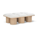  Color_Cream/ Natural Finish -- Pavilion Cream Boucle Fabric Upholstered 6 pc Modular Bench IMAGE 1