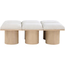  Color_Cream/ Natural Finish -- Pavilion Cream Boucle Fabric Upholstered 6 pc Modular Bench IMAGE 3