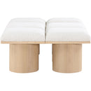  Color_Cream/ Natural Finish -- Pavilion Cream Boucle Fabric Upholstered 6 pc Modular Bench IMAGE 4