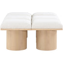 Meridian Pavilion Cream Boucle Fabric Bench IMAGE 4