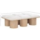  Color_Cream/ Natural Finish -- Pavilion Cream Boucle Fabric Upholstered 6 pc Modular Bench IMAGE 6