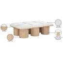  Color_Cream/ Natural Finish -- Pavilion Cream Boucle Fabric Upholstered 6 pc Modular Bench IMAGE 7