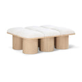  Color_Cream/ Natural Finish -- Pavilion Cream Boucle Fabric Upholstered 6 pc Modular Bench IMAGE 1