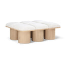  Color_Cream/ Natural Finish -- Pavilion Cream Boucle Fabric Upholstered 6 pc Modular Bench IMAGE 1