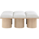  Color_Cream/ Natural Finish -- Pavilion Cream Boucle Fabric Upholstered 6 pc Modular Bench IMAGE 3