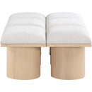  Color_Cream/ Natural Finish -- Pavilion Cream Boucle Fabric Upholstered 6 pc Modular Bench IMAGE 4