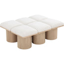  Color_Cream/ Natural Finish -- Pavilion Cream Boucle Fabric Upholstered 6 pc Modular Bench IMAGE 5
