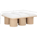  Color_Cream/ Natural Finish -- Pavilion Cream Boucle Fabric Upholstered 6 pc Modular Bench IMAGE 7