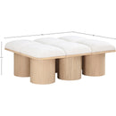 Meridian Pavilion Cream Boucle Fabric Bench IMAGE 7