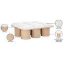  Color_Cream/ Natural Finish -- Pavilion Cream Boucle Fabric Upholstered 6 pc Modular Bench IMAGE 8