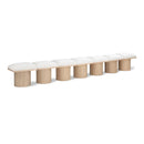  Color_Cream/ Natural Finish -- Pavilion Cream Boucle Fabric Upholstered 7 pc Modular Bench IMAGE 1