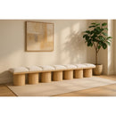  Color_Cream/ Natural Finish -- Pavilion Cream Boucle Fabric Upholstered 7 pc Modular Bench IMAGE 2