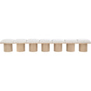  Color_Cream/ Natural Finish -- Pavilion Cream Boucle Fabric Upholstered 7 pc Modular Bench IMAGE 3