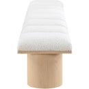  Color_Cream/ Natural Finish -- Pavilion Cream Boucle Fabric Upholstered 7 pc Modular Bench IMAGE 4