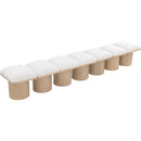  Color_Cream/ Natural Finish -- Pavilion Cream Boucle Fabric Upholstered 7 pc Modular Bench IMAGE 5