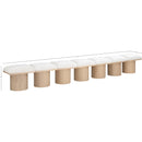  Color_Cream/ Natural Finish -- Pavilion Cream Boucle Fabric Upholstered 7 pc Modular Bench IMAGE 7