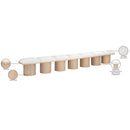  Color_Cream/ Natural Finish -- Pavilion Cream Boucle Fabric Upholstered 7 pc Modular Bench IMAGE 8