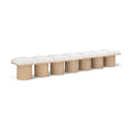  Color_Cream/ Natural Finish -- Pavilion Cream Boucle Fabric Upholstered 7 pc Modular Bench IMAGE 1
