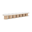  Color_Cream/ Natural Finish -- Pavilion Cream Boucle Fabric Upholstered 7 pc Modular Bench IMAGE 1