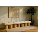 Meridian Pavilion Cream Boucle Fabric Bench IMAGE 2