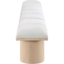  Color_Cream/ Natural Finish -- Pavilion Cream Boucle Fabric Upholstered 7 pc Modular Bench IMAGE 4