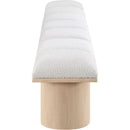 Meridian Pavilion Cream Boucle Fabric Bench IMAGE 4