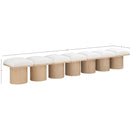  Color_Cream/ Natural Finish -- Pavilion Cream Boucle Fabric Upholstered 7 pc Modular Bench IMAGE 6