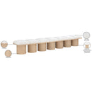  Color_Cream/ Natural Finish -- Pavilion Cream Boucle Fabric Upholstered 7 pc Modular Bench IMAGE 7