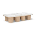  Color_Cream/ Natural Finish -- Pavilion Cream Boucle Fabric Upholstered 8 pc Modular Bench IMAGE 1