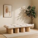 Meridian Pavilion Cream Boucle Fabric Bench IMAGE 2