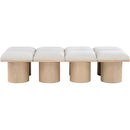 Meridian Pavilion Cream Boucle Fabric Bench IMAGE 3