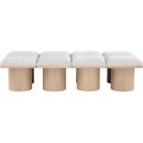  Color_Cream/ Natural Finish -- Pavilion Cream Boucle Fabric Upholstered 8 pc Modular Bench IMAGE 3