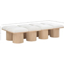  Color_Cream/ Natural Finish -- Pavilion Cream Boucle Fabric Upholstered 8 pc Modular Bench IMAGE 6