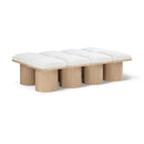  Color_Cream/ Natural Finish -- Pavilion Cream Boucle Fabric Upholstered 8 pc Modular Bench IMAGE 1