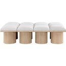  Color_Cream/ Natural Finish -- Pavilion Cream Boucle Fabric Upholstered 8 pc Modular Bench IMAGE 3