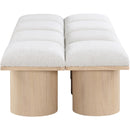 Meridian Pavilion Cream Boucle Fabric Bench IMAGE 4