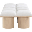  Color_Cream/ Natural Finish -- Pavilion Cream Boucle Fabric Upholstered 8 pc Modular Bench IMAGE 4