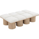  Color_Cream/ Natural Finish -- Pavilion Cream Boucle Fabric Upholstered 8 pc Modular Bench IMAGE 5